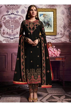 Black color straight cut salwar kameez 10064