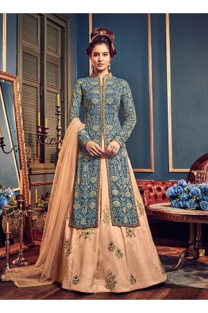 Blue color georgette party wear Lehenga kameez 5809