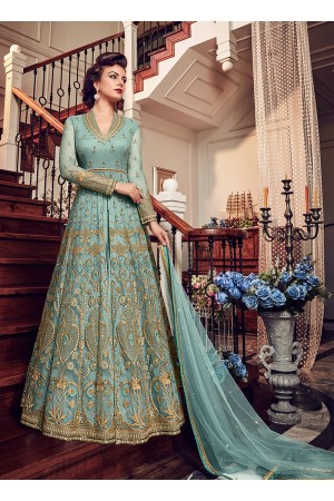 Blue color net party wear Lehenga kameez 5804