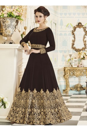 Brown georgette party wear anarkali 001I