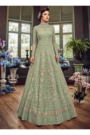 Green color georgette party wear Lehenga kameez 5810