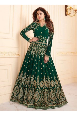 Shamita Shetty Green color georgette party wear anarkali 8034