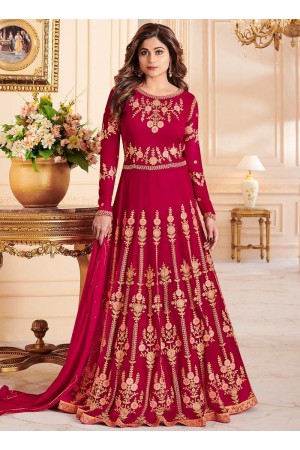 Shamita Shetty Pink color georgette party wear anarkali 8030