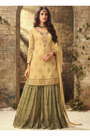 Yellow Green georgette wedding wear sharara 52004