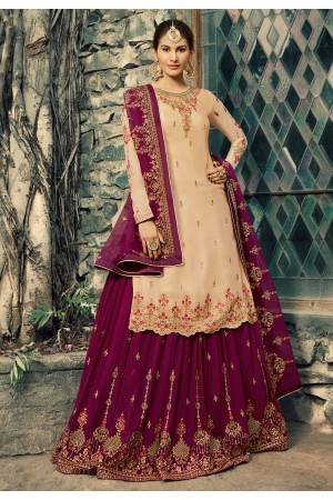 Beige georgette sharara suit 5042