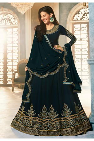 Blue georgette anarkali suit 9061