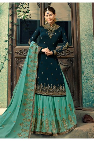 Dark blue georgette sharara suit 5047