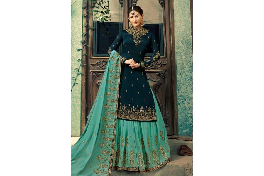 dark blue sharara suit