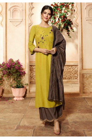 Green viscose readymade palazzo suit 4002