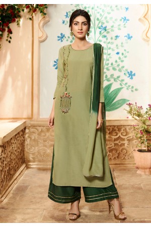 Green viscose readymade palazzo suit 4003