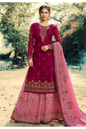 Magenta georgette sharara suit 5040