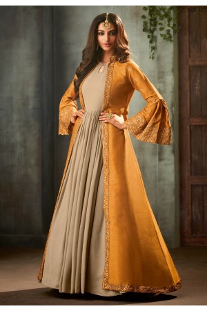 Orange silk jacket style suit 72002