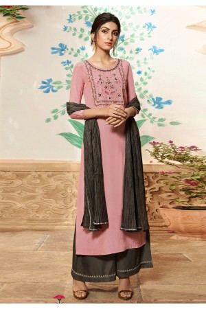 Pink viscose readymade palazzo suit 4001