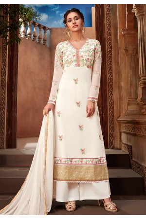 White georgette palazzo suit 7191