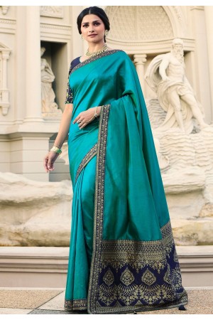 prachi desai blue banarasi silk saree with blouse 20761