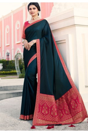 prachi desai dark blue sparkle silk saree with blouse 20763