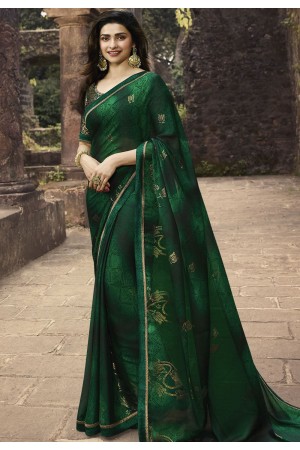 prachi desai green silk georgette printed saree 20315