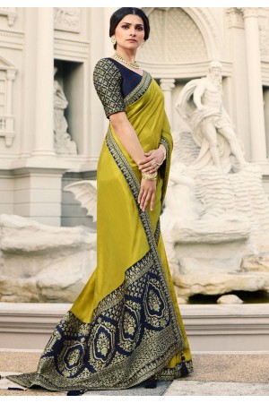 prachi desai mustard banarasi silk saree with blouse 20764