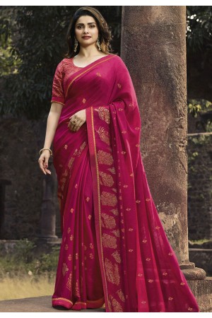 prachi desai pink silk georgette printed saree 20316