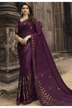 prachi desai purple silk georgette printed saree 20314