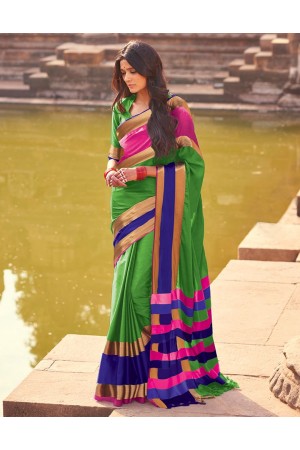 Aangi Plus Green Cotton Wear Sarees