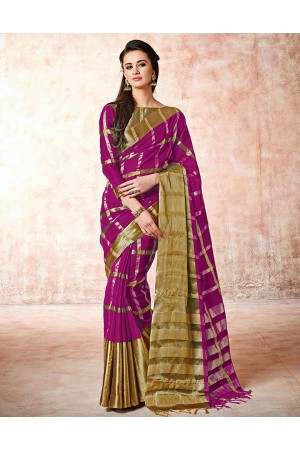 Aashi Blazing Magenta Cotton Saree