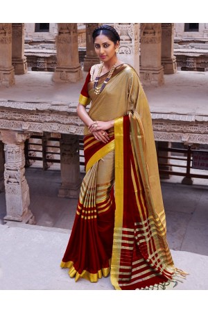 Abhirati Lambent Maroon Wedding Wear Cotton Saree