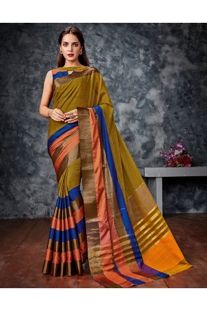 Akriti Mustard Cotton Saree