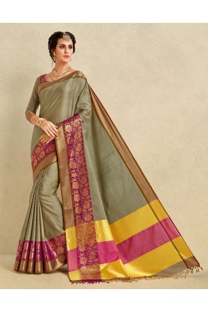 Arianna Duskin Beige Cotton Designer Saree