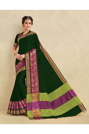 Arianna Emerald Green Cotton Designer Saree