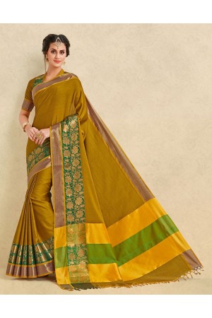 Arianna Mustard Yellow Cotton Designer Saree