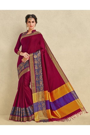 Arianna Ruby Pink Cotton Designer Saree