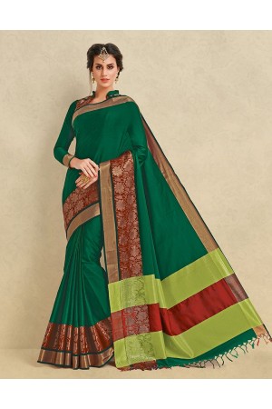 Arianna Tender Green Cotton Designer Saree