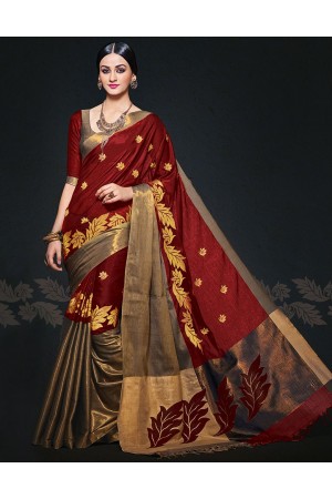 Aryaa August Currant Designer Wear Cotton Sarees