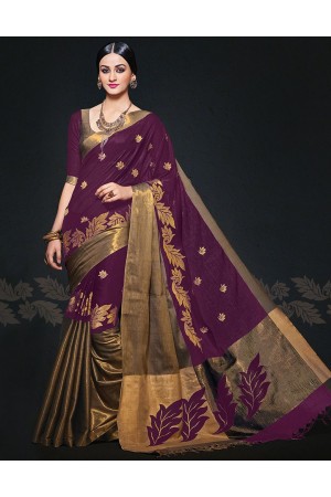 Aryaa August Sangria Designer Wear Cotton Sarees