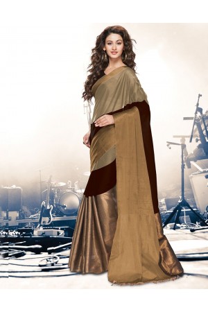 Aryaa Browny Beige Party Wear Cotton Saree