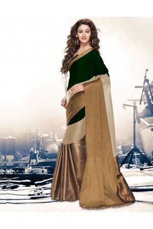 Aryaa Ginger Green Party Wear Cotton Saree