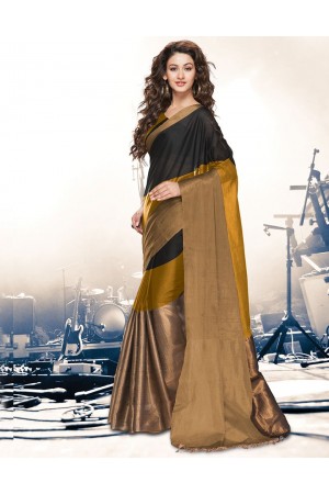 Aryaa Mustard Black Party Wear Cotton Saree