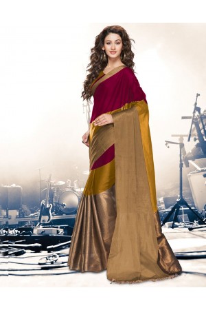 Aryaa Ruby Mustard Party Wear Cotton Saree