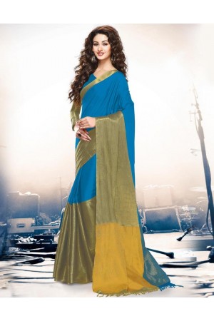 Aryaa Turquiose  Party Wear Cotton Saree