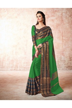 Caris clover green Cotton Sarees