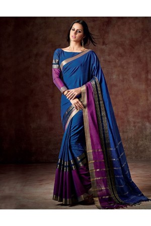 Charmi Marlin Blue Cotton Saree