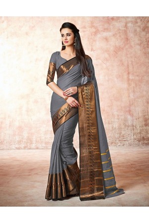 Maarit flint silver Cotton Saree