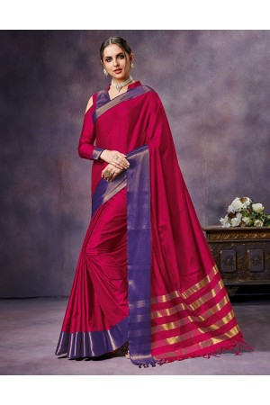 Nimmi Shine Pink Cotton Saree