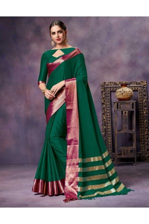 Nimmie Tender Green Cotton Saree