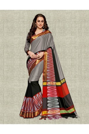 Noor Ash Grey Festive wear Cotton Saree