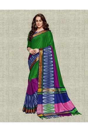 Noor Lush Green Festive wear Cotton Saree