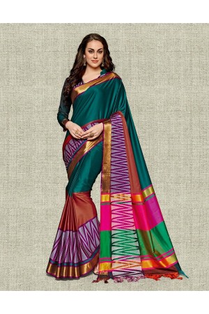 Noor Tender Green Festive wear Cotton Saree