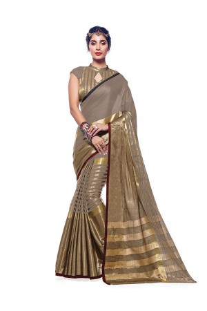 Ora Dusky Beige Designer Wear Cotton Saree