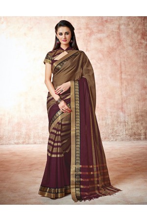 Parisa donna brown Cotton Saree